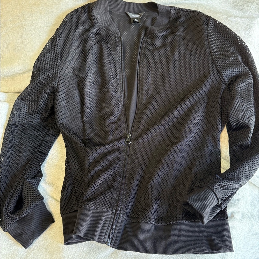 Simply Vera Vera Wang Black Mesh Zip Jacket Size XL